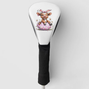 Funny Cow Easter Rabbit Cute Highland Cows Lover E Golf Head Cover