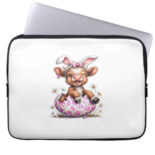 Funny Cow Easter Rabbit Cute Highland Cows Lover E Laptop Sleeve