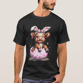 Funny Cow Easter Rabbit Cute Highland Cows Lover E T-Shirt