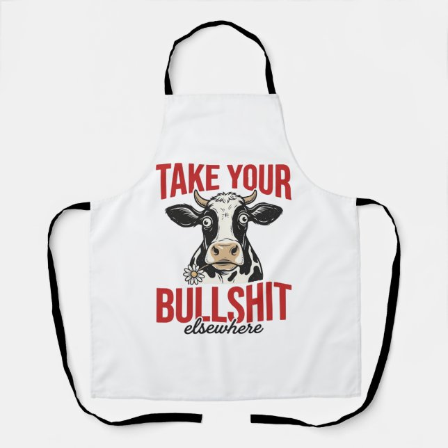 Funny Cow Elsewhere Vintage Shirt Design_ Apron (Front)