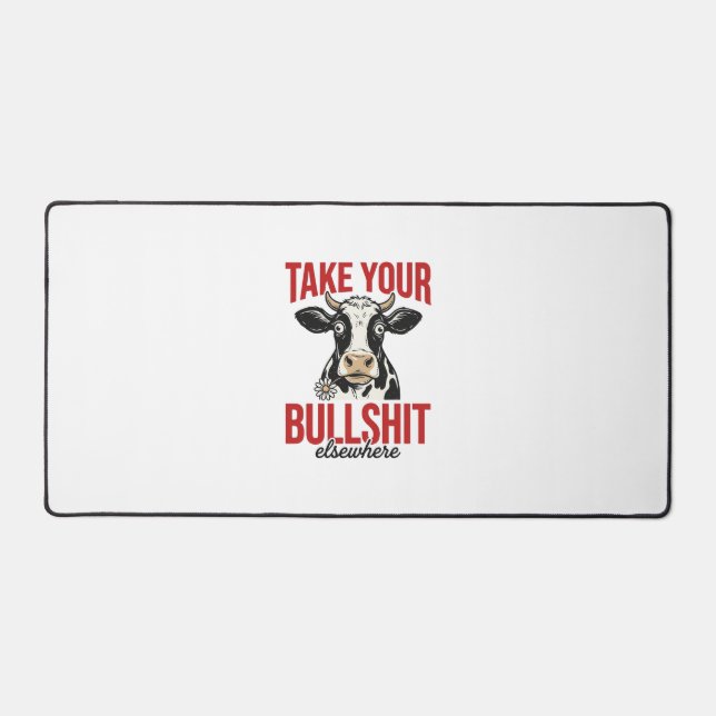 Funny Cow Elsewhere Vintage Shirt Design_ Desk Mat (Front)