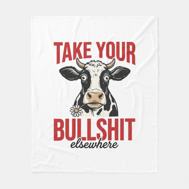 Funny Cow Elsewhere Vintage Shirt Design_ Fleece Blanket (Front)