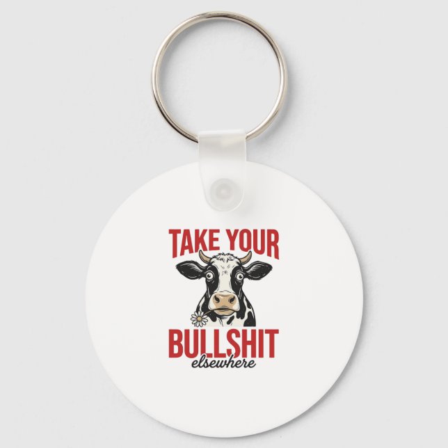 Funny Cow Elsewhere Vintage Shirt Design_ Keychain (Front)