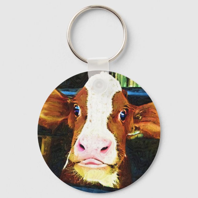 Funny Cow Face Keychain (Front)