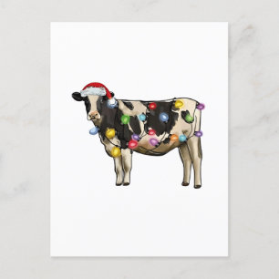 Funny Cow Farmer Cattle Christmas Lovers Announcement Postcard