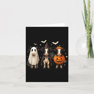 Funny Cow Ghost Witch Pumpkin Halloween Costume Card