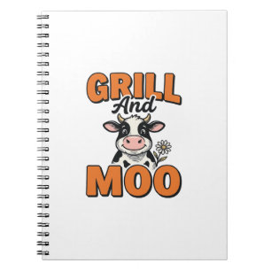 Funny Cow Grill And Moo Vintage T-Shirt Design_1 Notebook