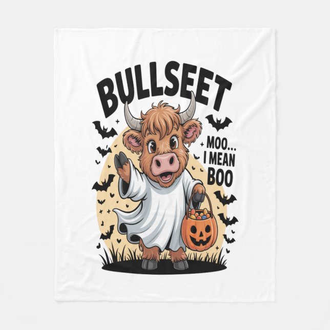 Funny Cow Halloween Fleece Blanket (Front)