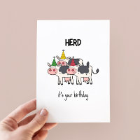 Funny Cow Herd Pun Anniversaire Carte