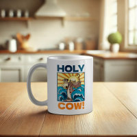 Funny Cow Holy Cow! Visual Pun Animal Cartoon