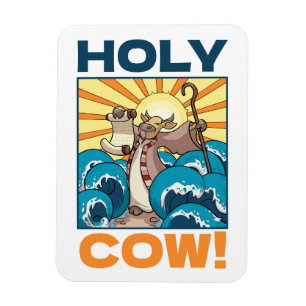 Funny Cow Holy Cow! Visual Pun Animal Cartoon Magnet