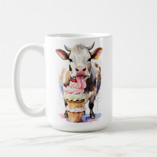 Funny Cow Licking Cupcakes For Cow Lovers Coffee Mug