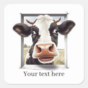Funny cow lovers customizable square sticker