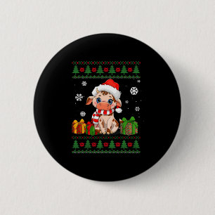 funny cow lovers cute cow santa hat ugly christmas 2 inch round button