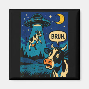Funny Cow Meme Ufo Alien Zoo Boys Girls Kids Magnet