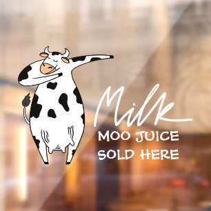 Funny Cow Milk Moo Juice Sold Here Window Cling