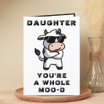 Funny Cow Moo Mood Daughter Happy Birthday Thank You Card<br><div class="desc">Looking for a unique way to express your love and humour to your child? Our funny cow greeting card is the perfect choice for your daughter on her birthday! Customize it by adding your own personal message. Design features a cool cow with arms crossed wearing sunglasses. Great way to send...</div>