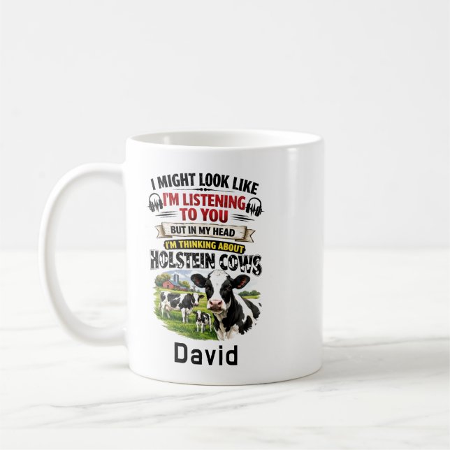 Funny Cow Mug – Thinking About Holstein Cows (Left)