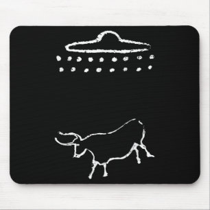 Funny Cow Or Steer Ufo Alien Ancient Cave Painting Mouse Pad
