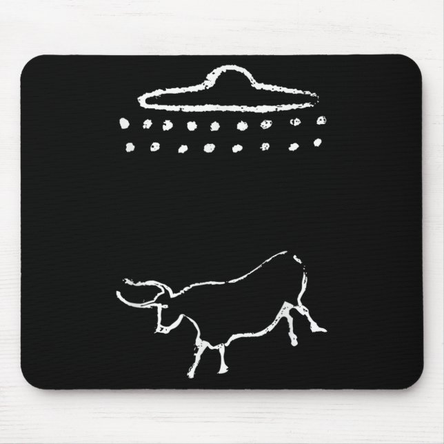 Funny Cow Or Steer Ufo Alien Ancient Cave Painting Mouse Pad (Front)