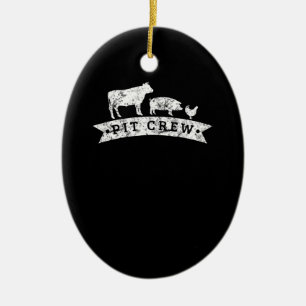 Funny Cow Pig Chicken Lovers Gift Funny BBQ Love Ceramic Ornament