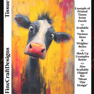 Funny Cow Portrait in Bold Colours DZ4L Decoupage Tissue Paper