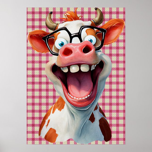 Funny Cow Poster with instant download (Front)