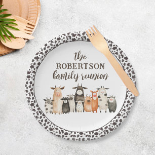 Funny Cow Print Country Family Reunion Paper Plate
