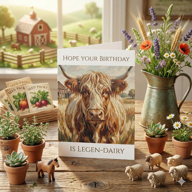 Funny Cow Pun Happy Birthday Card (Creator Uploaded)