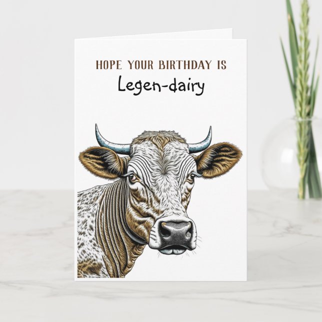 Funny Cow Puns Birthday for Anyone Card (Front)