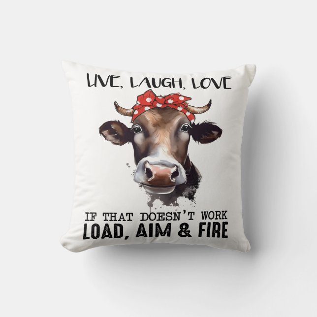 Funny Cow Saying Throw Pillow (Front)