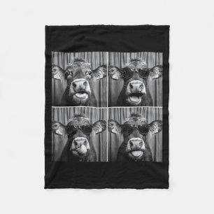 Funny Cow Sungles  Fleece Blanket