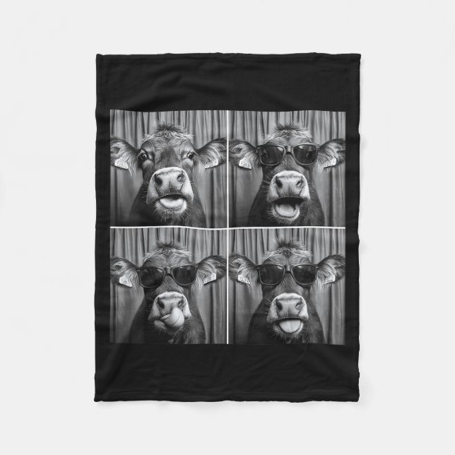 Funny Cow Sungles  Fleece Blanket (Front)