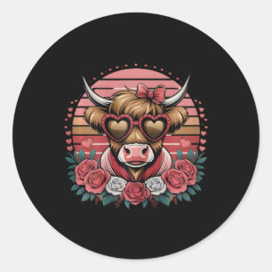 Funny Cow Valentines Day For Girls Women Cow Lover Classic Round Sticker
