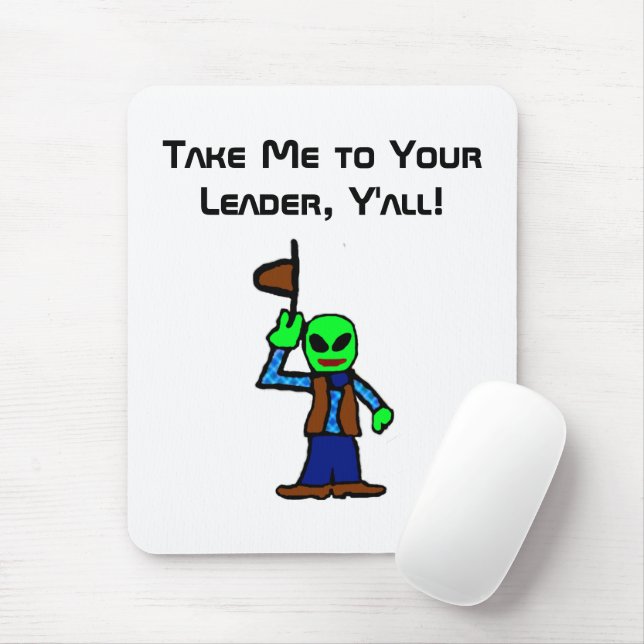 Funny Cowboy Alien Cartoon with UFO Abduction Mouse Pad (With Mouse)