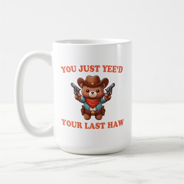 Funny Cowboy Bear Coffee Mug (Left)