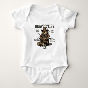 Funny Cowboy Beaver Tips Wild West Vintage Baby Bodysuit