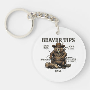 Funny Cowboy Beaver Tips Wild West Vintage  Keychain