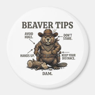Funny Cowboy Beaver Tips Wild West Vintage  Magnet