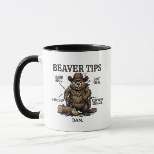 Funny Cowboy Beaver Tips Wild West Vintage  Mug