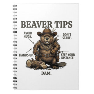 Funny Cowboy Beaver Tips Wild West Vintage Notebook
