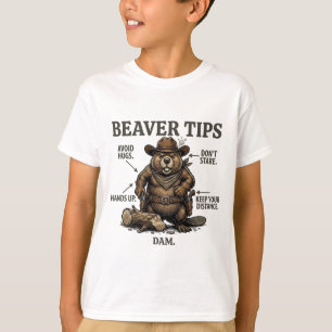 Funny Cowboy Beaver Tips Wild West Vintage  T-Shirt