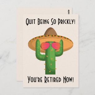 Funny Cowboy Cactus Western Theme Retirement Postcard