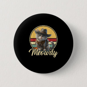 Funny Cowboy Cat Mashup Meow Howdy Kitten Lovers M 2 Inch Round Button