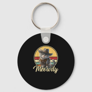 Funny Cowboy Cat Mashup Meow Howdy Kitten Lovers M Keychain