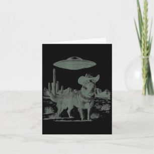 Funny cowboy dog alien ufo desert encounter  card