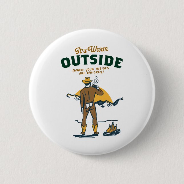 Funny Cowboy Drinking Whiskey 2 Inch Round Button (Front)