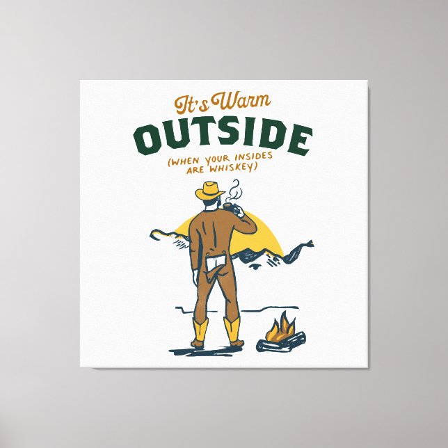 Funny Cowboy Drinking Whiskey Canvas Print (Front)