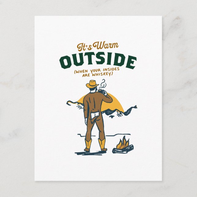 Funny Cowboy Drinking Whiskey Enclosure Card (Front)