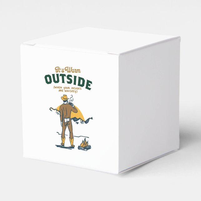Funny Cowboy Drinking Whiskey Favor Box (Front Side)